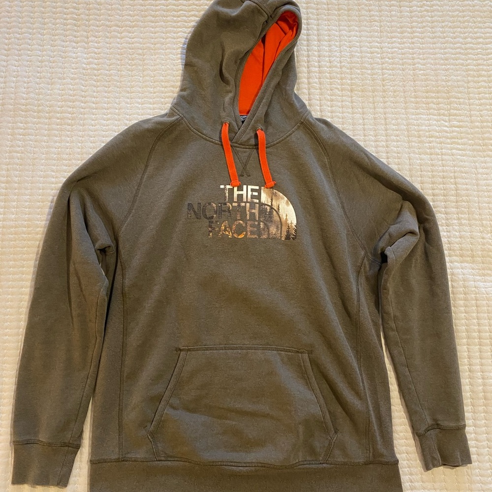 The North Face Men's Charcoal and Orange Hoodie
